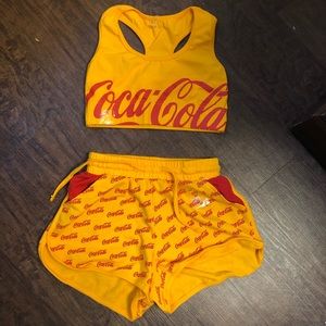 Coca-cola print women’s shorts and sports bra